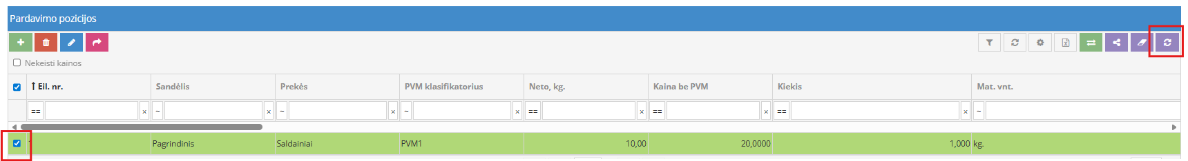 Intrastato ataskaitos šablono pasirinkimas